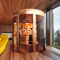 Design Sauna 4 in 1 Zürich, finnische, Infrarot, Salz und Dampfbad 